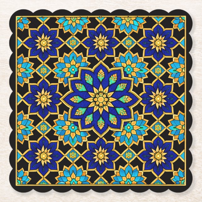 Porta-copo De Papel História do Estilo Otomano Azul de Design  (Frente)