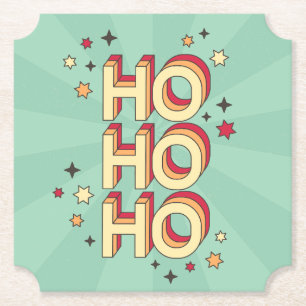 Porta-copo De Papel Ho ho ho natal texto sazonal e estrelas