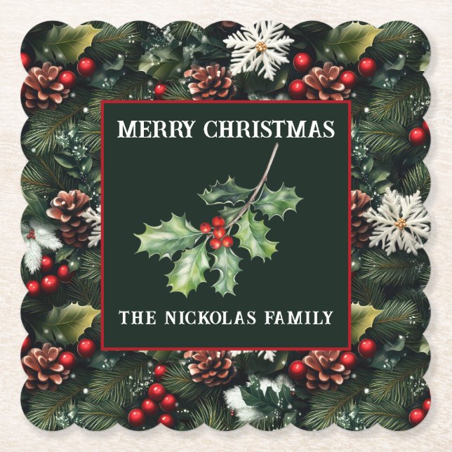 Porta-copo De Papel Holly & Pine Celebration (Frente)