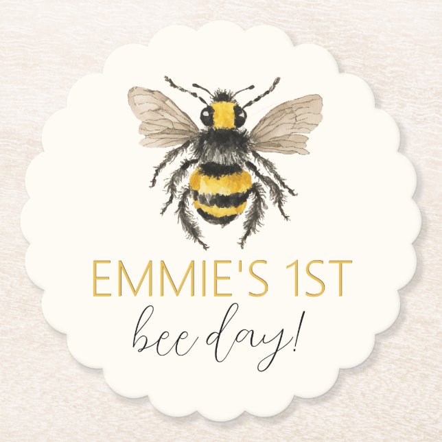 Porta-copo De Papel Honey Bee First Birthday Portas copos (Frente)