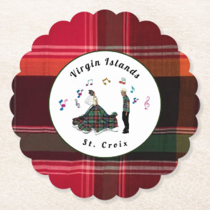 Porta-copo De Papel Ilhas Virgens Madras USVI Rua Xadrez. Croix VI