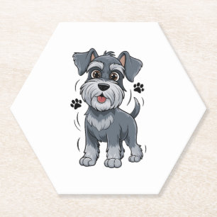 Porta-copo De Papel Ilustração Adorável de Cachorrinho Schnauzer Com O
