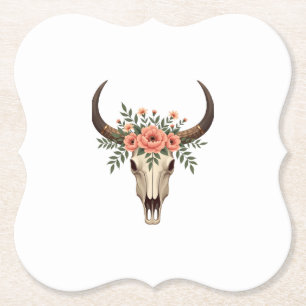Porta-copo De Papel Ilustração Botânica Ocidental Boho de Crânio de To