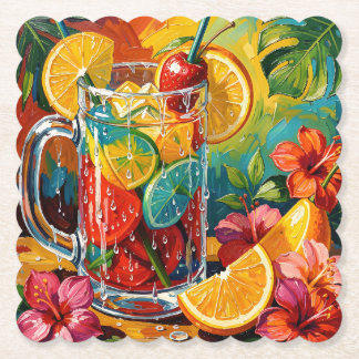 Porta-copo De Papel Impasto de pintura a óleo de coquetel de verão tro