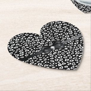 Porta-copo De Papel Impressão de Leopardo Branco Preto com Aniversário