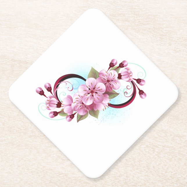 Porta-copo De Papel Infinidade com Flores de Flor Sakura (Frente)