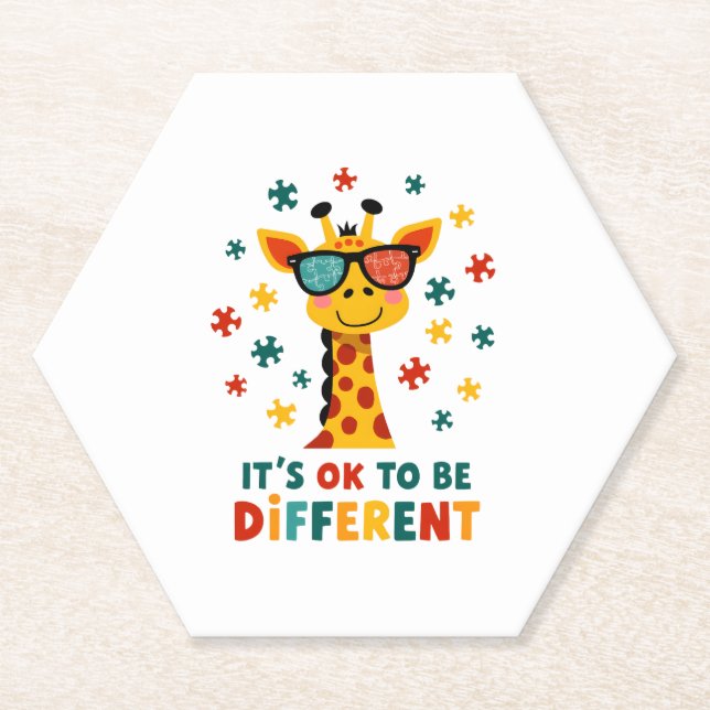 Porta-copo De Papel It's Ok To Be Different Giraffe Autism Awareness B (Frente)