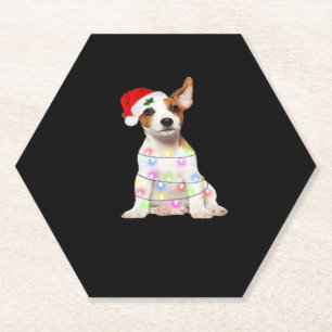 Porta-copo De Papel Jack Russell Papais noeis da árvore de Natal Luzes