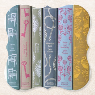 Porta-copo De Papel Jane Austen's novels on a paper coaster