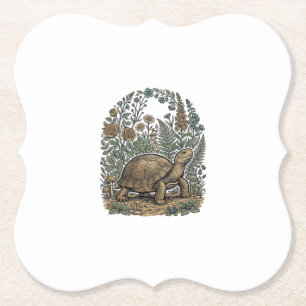 Porta-copo De Papel Jardim Botânico de Tartaruga de Gravura Antiga