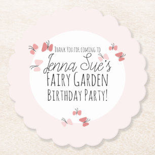 Porta-copo De Papel Jardim de Borboletas Aniversário Rosa