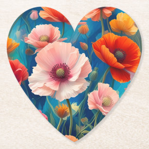 Porta-copo De Papel Jardim de Flores de Papoula Multicoloridas-47568