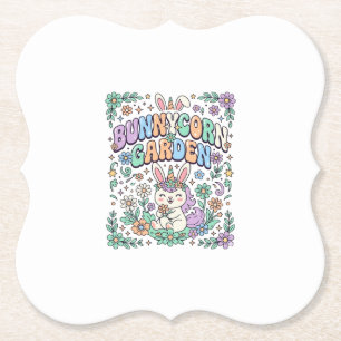 Porta-copo De Papel Jardim Unicórnio Coelho Kawaii Tipografia Design_