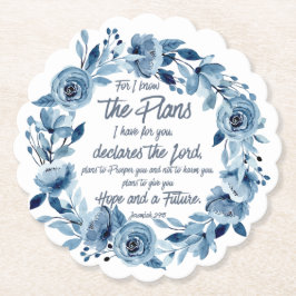 Porta-copo De Papel Jeremiah 29:11 Para eu saber dos Planos Blue Flora