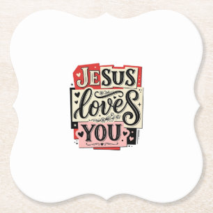 Porta-copo De Papel Jesus Ama Você Gravação Vintage Tipografia Cristã