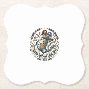 Porta-copo De Papel Jesus Âncora Esperança Selo Jesus Âncora Esperança