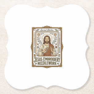 Porta-copo De Papel Jesus Bordado Trabalho de Agulha Jesus Bordado Agu