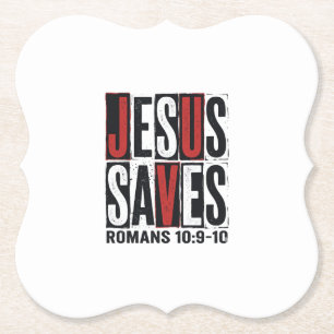 Porta-copo De Papel Jesus Salva Romanos 10_9 Camiseta Cristã Vintage D