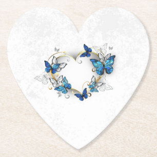 Porta-copo De Papel Jewelry Heart with Butterflies Morpho