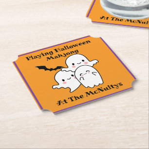 Porta-copo De Papel Jogando Mahjong de Halloween Personalizar NOME