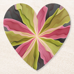 Porta-copo De Papel Joy, verde rosa, Antracite Fantasia Flor Fractal