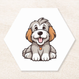 Porta-copo De Papel Kawaii Bearded Collie Puppy