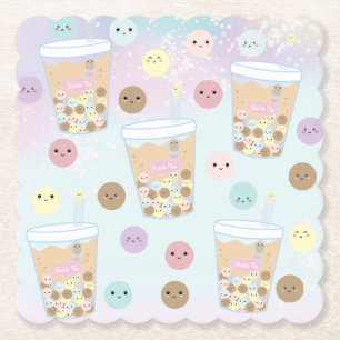 Porta-copo De Papel Kawaii Cute Bubble Pearl milk Tea Tapioca Boba