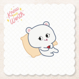 Porta-copo De Papel Know Your Worth Cute Bear Coaster