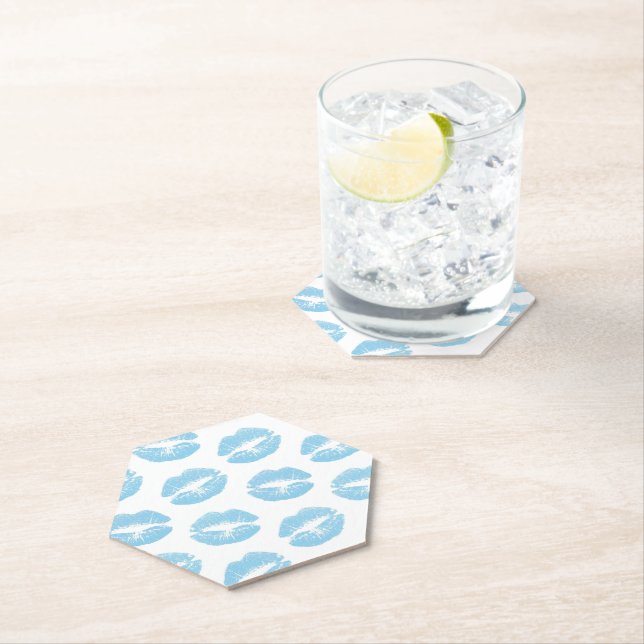 Porta-copo De Papel Lábios Azuis, Padrão De Lábios, Batom Azul, Beijo (Insitu)