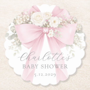 Porta-copo De Papel Laço Coquete Rosa Bebê Floral em flor Churrasco de