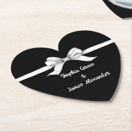 Porta-copo De Papel Laço Preto e Branco | Casamento Elegante | Monocro