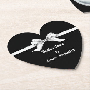 Porta-copo De Papel Laço Preto e Branco   Casamento Elegante   Monocro