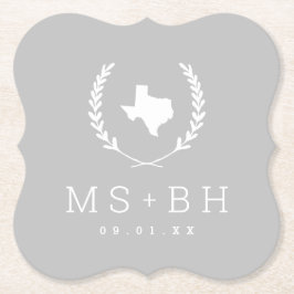 Porta-copo De Papel Laurel Crest Texas Wedding Monograma | Cinza