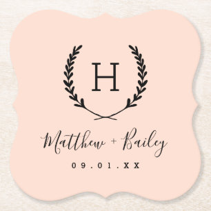 Porta-copo De Papel Laurel Crest Wedding Monograma Lâmpada