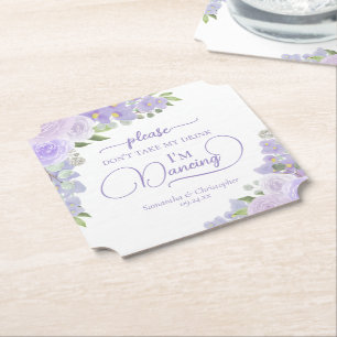 Porta-copo De Papel Lavanda Boho Floral Não Pegue Meu Drink Casamento