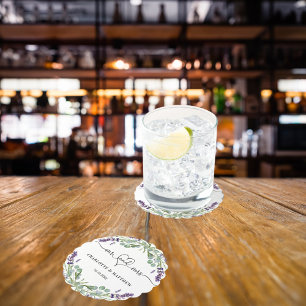 Porta-copo De Papel Lavanda de casamento eucalyptus mrs nomes do coraç