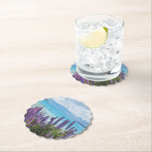 Porta-copo De Papel lavanda na margem do lago