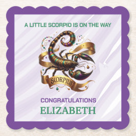 Porta-copo De Papel Lavender and Green Scorpio Zodiac Baby Shower