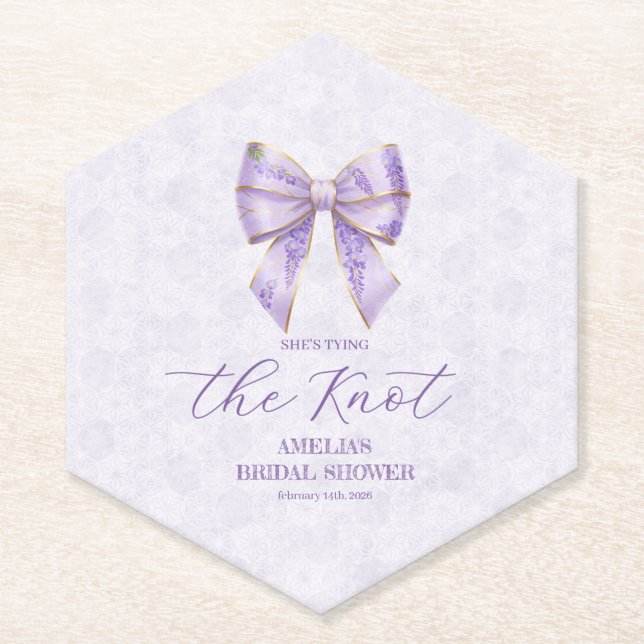 Porta-copo De Papel Lavender Wisteria Ribbon – Japanese-Inspired (Frente)