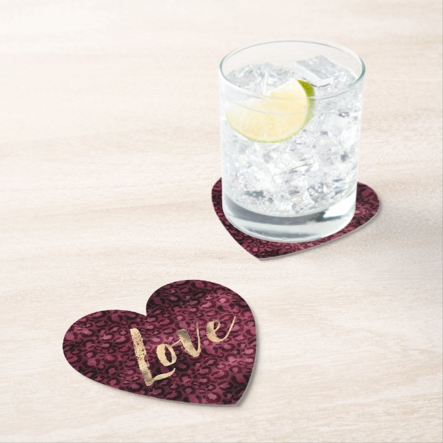 Porta-copo De Papel Leopard Imprime Dourado Amor (Insitu)