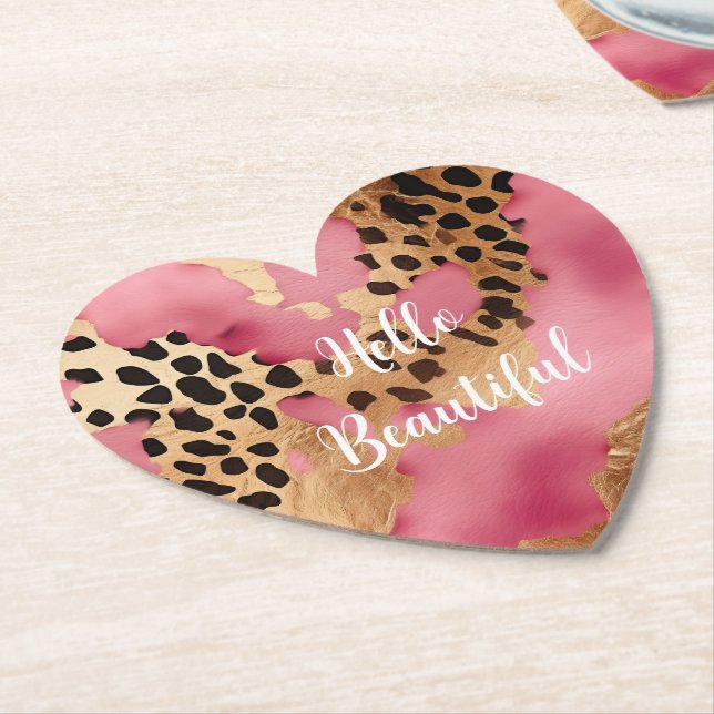 Porta-copo De Papel Leopardo Rosa Dourado (Angular)