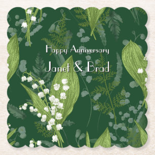 Porta-copo De Papel Lily of Valley com Ferns   Verde Escuro Personaliz