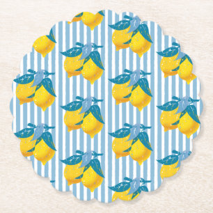 Porta-copo De Papel Limões Amarelos de Amalfi Estilo Mediterrâneo