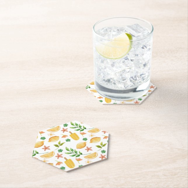 Porta-copo De Papel Limões e picolinhas de aquarelas (Insitu)