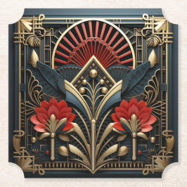 Porta-copo De Papel Linda Arte Deco Vermelho Dourado Elegante