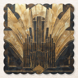 Porta-copo De Papel Linda Arte Retrora Deco Preto Elegante Dourado