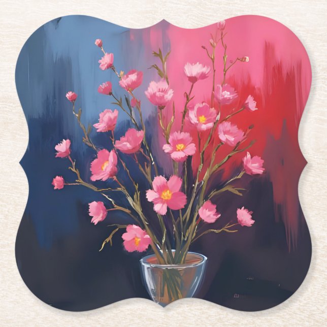 Porta-copo De Papel Lindas Flores Em Um Vaso (Frente)
