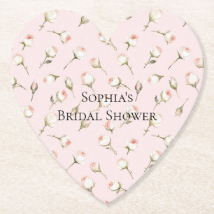 Porta-copo De Papel Lindas Rosas Brancas Rosa Floral Chá de Noiva