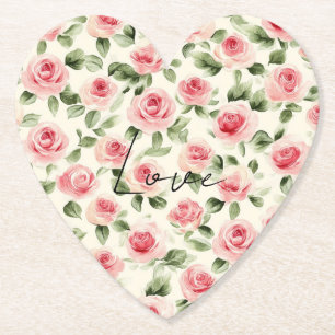 Porta-copo De Papel Lindas Rosas Cor-de-Rosa Floral Chá de Noiva