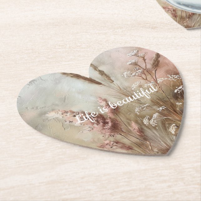 Porta-copo De Papel Lindo Bege Rosa Chic Boho Floral (Angular)